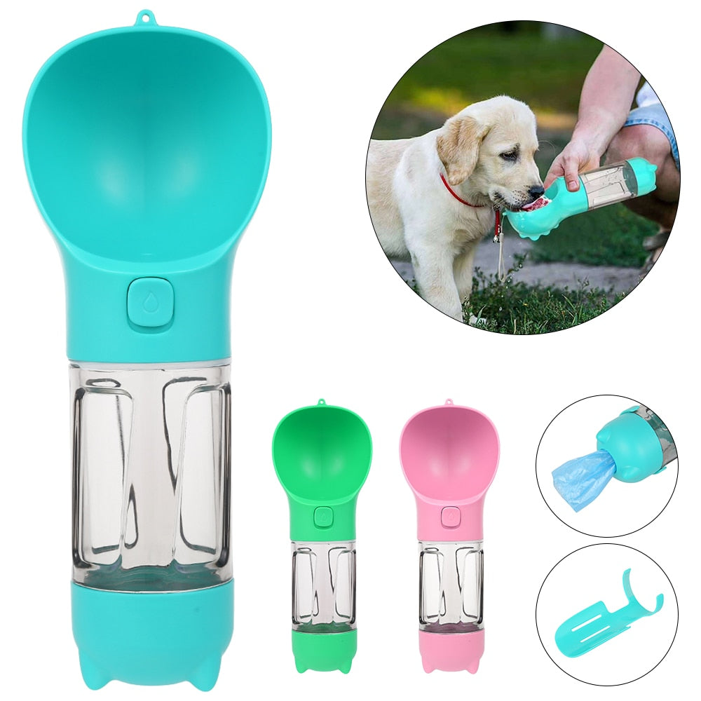 Trinkflasche für Hunde 300 ml mit Kotbeutel & Schaufel – To Go-0